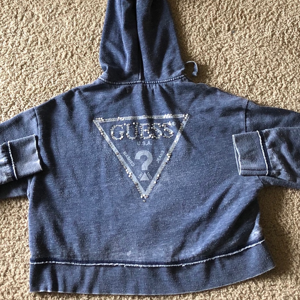 Guess light navy thin fleece zipper sweatshirt, M